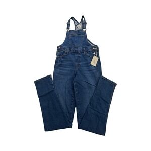 Universal Thread Overalls Womens 0 Medium Wash Denim Straight Leg Cotton Western